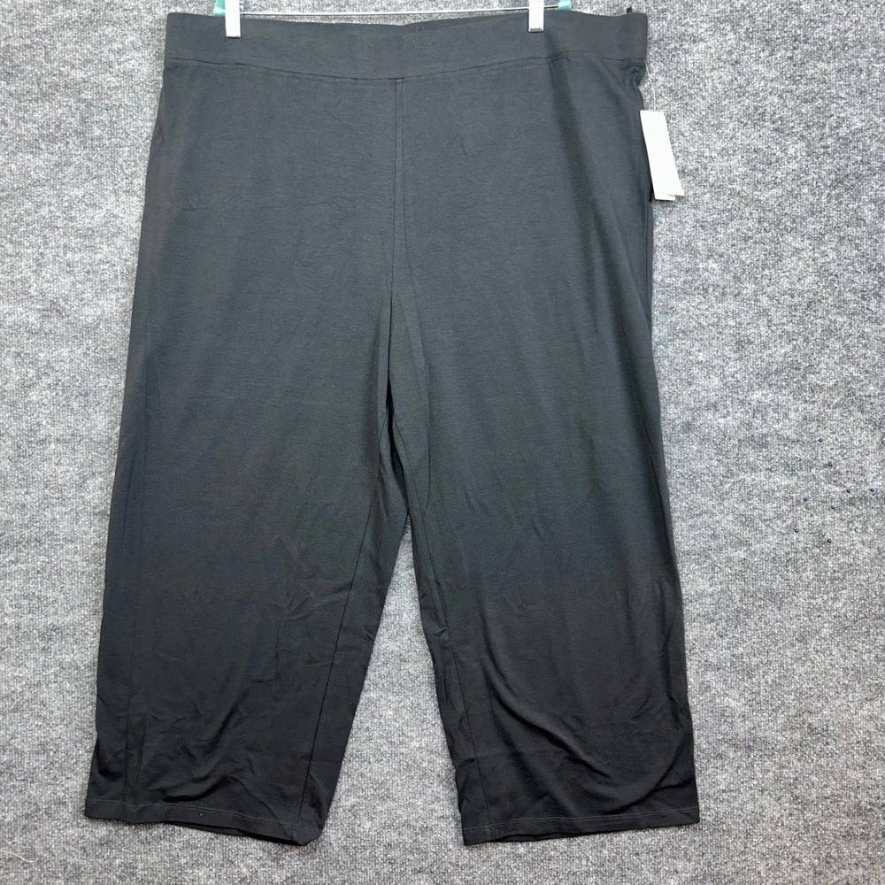 Eileen‎ Fisher 3X Black Cropped Pants Cotton Stretch Jersey Culottes
